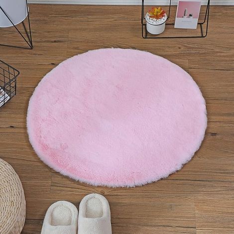 AGE Chaise d'ordinateur ronde en laine de soie épaissie panier suspendu tapis de sol chambre tapis de chevet tente yoga tapis de fitness rose 60cm (1/3)