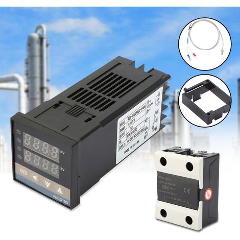 Kits de régulateur de température numérique PID 110-240 V CA 0-400 °C + relais statique 25 A + thermocouple de type K M6 de 1 m