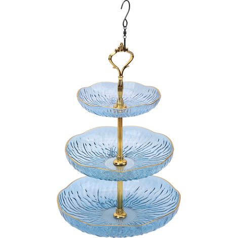 Dreistöckiges, hängendes Vogelfutterhaus aus Acryl mit Vogelbadewanne und Haken für den Garten, Blau (1/5)