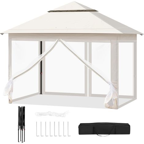 Woltu – Tonnelle pliante 3x3m avec moustiquaire amovible – Double toit imperméable – Cadre en acier résistant au vent – 3 hauteurs réglables