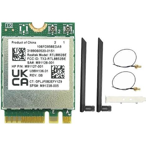 Carte sans fil RTL8852BE avec antenne externe AX1800 WIFI6 WLAN avec plaque de déflecteur 802.11ax BT5.2 double bande 2,4 GHz + 5 GHz (1/5)