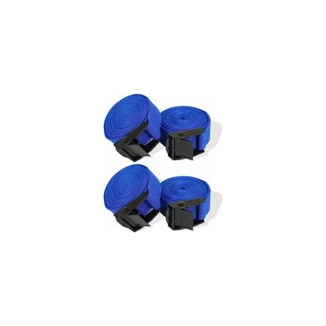 Lot de 4 sangles d'arrimage 1 m avec verrou de serrage, 25 mm, bleues, pour vélo, moto, remorque – (1/5)