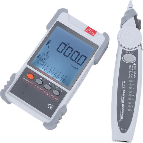 LCD-Netzwerktester, multifunktionales Kabelsuchgerät mit Multimeter im ABS-Gehäuse für Wartungszwecke, für Kabel bis zu 400 Meter Länge (1/5)