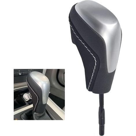 Pommeau de levier de vitesse automatique pour -B-M-W E81 E82 E87 E90 E92 E93 Pommeau de levier de vitesse automatique Poignées de boîte de vitesses (Argent - Tige courte) (1/5)