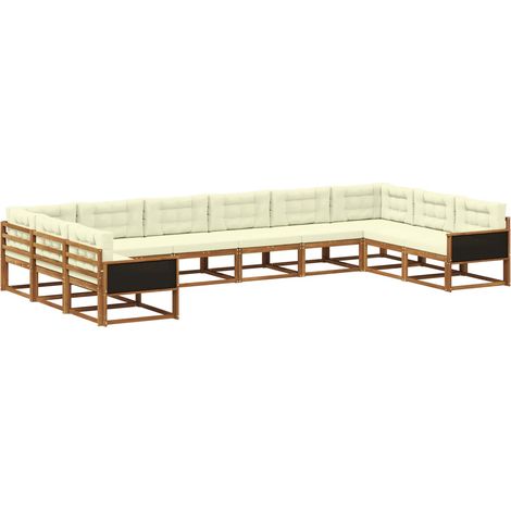 Outdoor Sofa Set with Cushion 10 pcs Natural and Cream vidaXL (1/5)