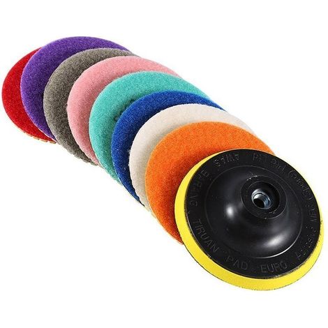Polir Le Granit, Disque de Polissage Diamant, Disque Poncage Carrelage, Tampons de Polissage Diamantés, Tampons de Meulage En Béton Polisseur Humide Avec Disque Collant, Scratch a Polir Le Gr (1/4)