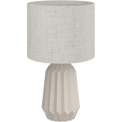 Lampada da tavolo, lampada da comodino, paralume in lino, interruttore a levetta, lampada da scrivania, 22 x 22 x 39 cm, beige, spedizione dal sito. (1/5)