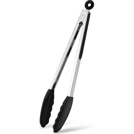 39cm BPA-Free Food Grade Silicone Barbecue and Kitchen Tongs - Heat Resistant for Oven, Grill and Cooking Utensils, Black (1/5)