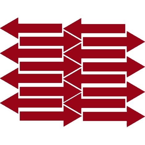 Adesivo a forma di freccia 20x7 cm, 16 pezzi, rosso scuro opaco