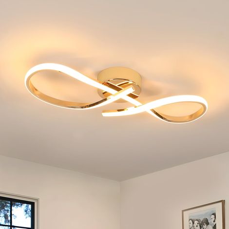COMELY Plafonnier LED Créatif, 24 W Chambre Lampe de Plafond Or Moderne, 3000 K Lumière Chaude Luminaire Plafonnier en Aluminium pour Salon, Chambre, Couloir, Étude, Bureau, 50 cm (1/5)