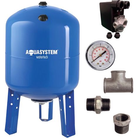 LBP – Kit réservoir vessie AQUASYSTEM vertical 100L – Accessoire pour surpresseur – Manomètre intégré pour contrôle pression – Durabilité accrue (1/5)