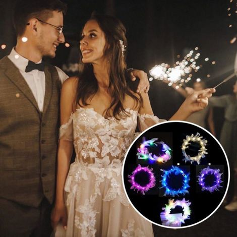 Lot de 6 guirlandes cheveux LED plumes - 6 couleurs - Pour fête, mariage, festival (1/5)