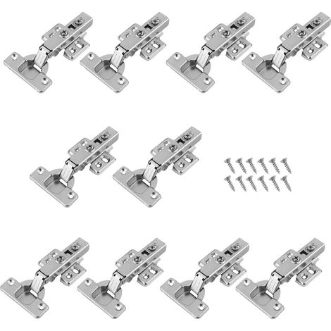 Trintion 10 PCS Cabinet Hinges with 35 mm Screw Home Kitchen Cabinet Hinge Nickel-Plated 110 Degree Soft Closing Hinge Cover (1/5)