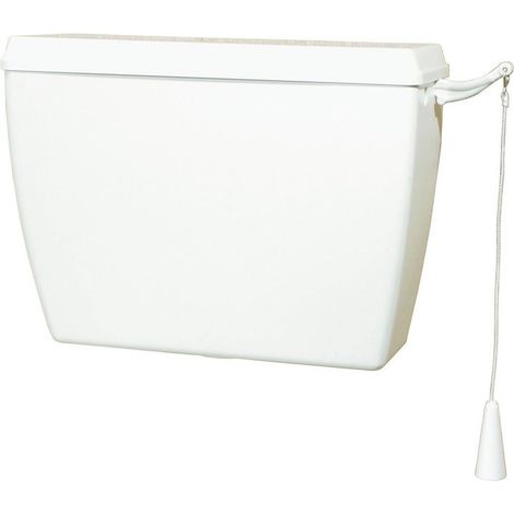 Regiplast – Réservoir de chasse d'eau haut 9L – Alimentation droite/gauche – Robinet flotteur 3/8” – Non isolé à commande par chaînette