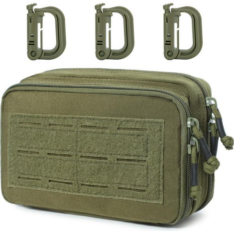 Sac tactique Molle avec 3 mousquetons, pochette utilitaire EDC pour extérieur