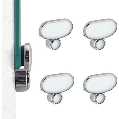 4pcs Zinc Alloy Mirror Fixing Brackets with Plugs and Screws Mirror Wall Mount Kit, Oval Glass Clip, Wall Distance 0.01 mm, for Mirror and Glass 5 mm Thick (1/5)