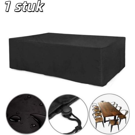 Housse de protection pour table de jardin 210 × 120 × 80 cm – Bâche rectangulaire imperméable, résistante aux UV, à l'eau et aux salissures pour mobilier d'extérieur – Noir (1/5)