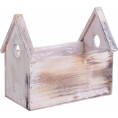 Soporte macetero de Madera rectangular 21x13x19/10h cm (1/5)