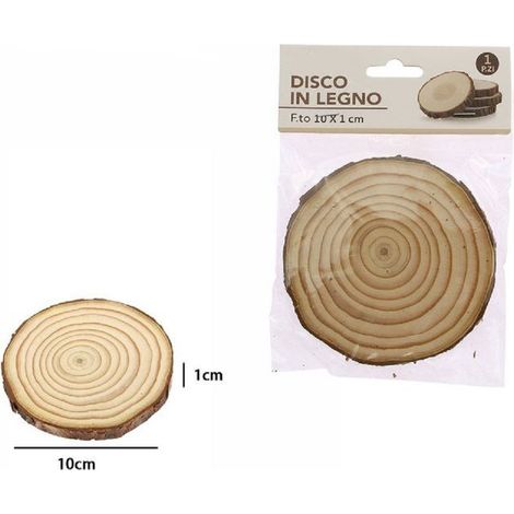 TrAdE Shop Traesio - Disco Di Legno Base Tronco Decorativa Per Ornamento Casa 10 X 1 Cm Rotondo 72109 -