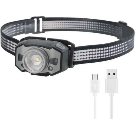 Wiederaufladbare LED-Stirnlampe, wasserdicht (IPX5), rotes und weißes Licht, intelligente Stirnlampe (1/4)
