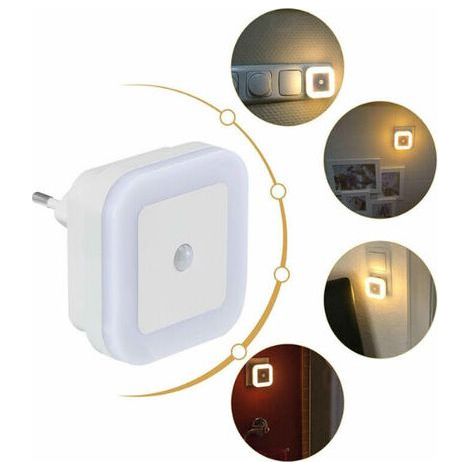 Garden Highlights - 2 veilleuses LED avec détecteur de mouvement prise d'économie d'énergie lumière blanche chaude chambre d'enfants couloir escaliers - LED Lampe Dimmable (1/3)