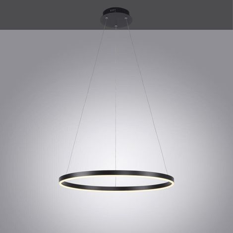 Pendellampe Hängeleuchte Esstischlampe dimmbar LED Ring Design schwarz H 120cm (1/5)