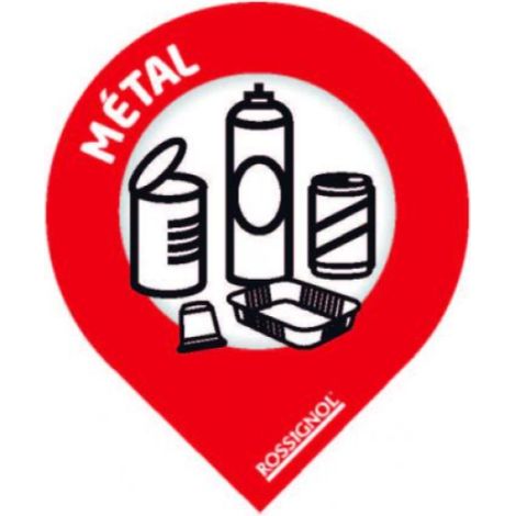 Lot de 10 stickers de tri sélectif - métal - rouge signalisation RAL 3020