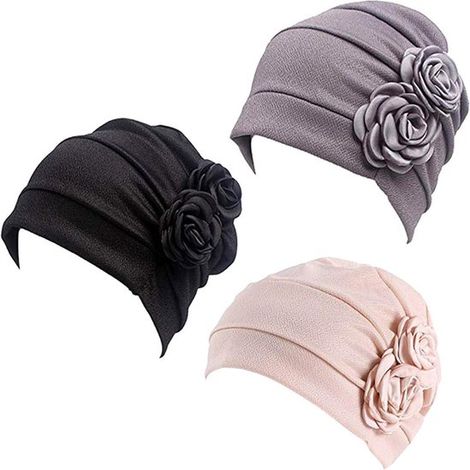 Set di tre fasce per capelli per chemioterapia – Fascia/Fascia per capelli – Cuffia per chemioterapia – Taglia unica – Materiale in poliestere – Nero, grigio, beige (1/5)