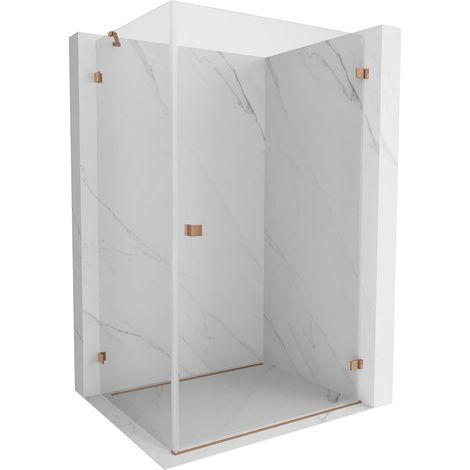 Mexen Lunar-B cabina de ducha abatible derecha 85 x 80 cm, transparente, cobre cepillado - 832-085-080-65-00-P (1/5)
