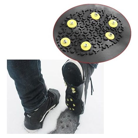 Anti-Slip Crampons de Neige, Crampons à Glace Extensibles, Pointes en Acier Inoxydable et Silicone Durable XL,44-48 (1/3)