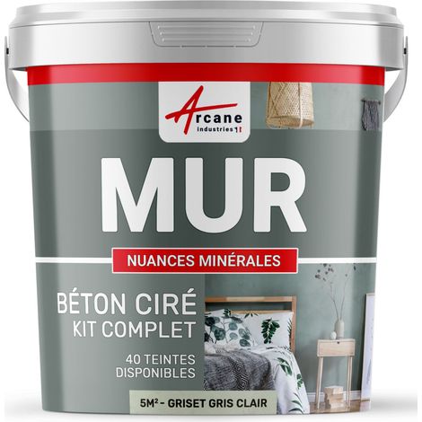 béton ciré, mur, couleur, enduit décoratif, enkit, gris, blanc, beige - 5 m² - Mate Griset Gris Clair - ARCANE INDUSTRIES (1/5)