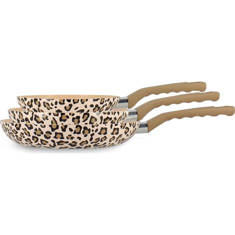 Set 3 poêles en aluminium recyclé, LEOPARD