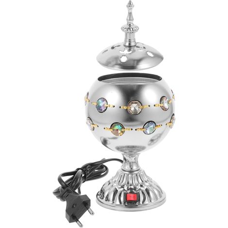 Brûleur de Parfum Électrique en Métal Argenté 220V Poêle à Parfum Aromatique Orientale pour Maison Bureau et Salle de Yoga Brûleur d'Arômes Décoratif Multifonction (1/5)