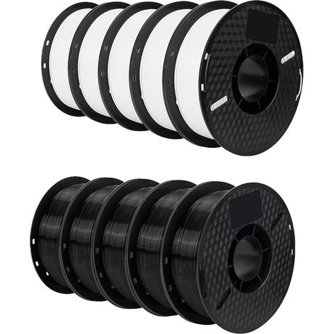 Filamento per stampante 3D, 10 kg, diametro 1,75 mm, 10 kg di PETG di colori misti, PETG bianco e nero (1/2)