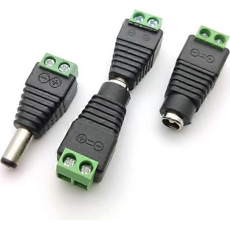 Packung mit 10 DC-Stromanschlüssen 5,5 x 2,5 mm Stecker/Buchse für CCTV-Kameras, einfache und sichere Installation. (1/5)
