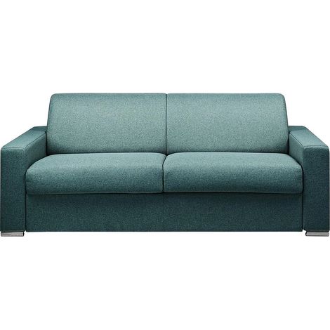 Canapé 4 places convertible express en tissu bleu - Couchage 160 cm - Matelas 18 cm CALITO (1/3)