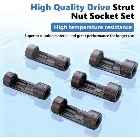5 Pièces Douilles Amortisseur 12 Points 1/2, 18mm 19mm 21mm 22mm 24mm, Outils de Amortisseur de Chocs, Drive Suspension Strut Spreader Socket (1/4)