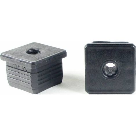 Ajile - Embout plastique carré pour tube 35 x 35 mm avec trou fileté diam. 10 mm (M10)