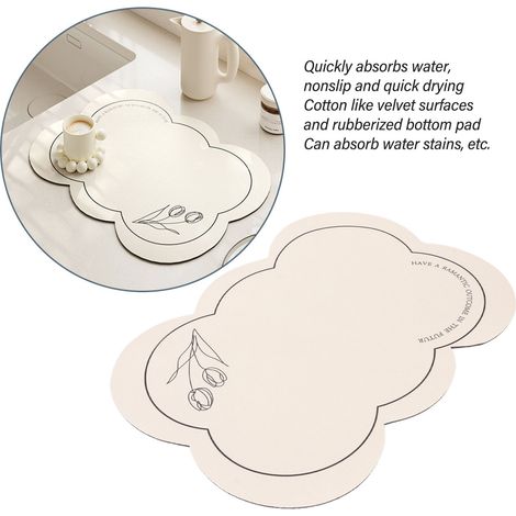 Ortviai Tapis Absorbant pour Machine à Café – 30 x 40 cm, Motif Tulipe, Résistant à la Chaleur et Antidérapant (1/4)