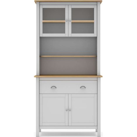 Armario multiusos tipo buffet 4 puertas 2 cajones Miguel acabado blanco/roble, 180.5cm(alto) 90cm(ancho) 40cm(largo) (1/4)