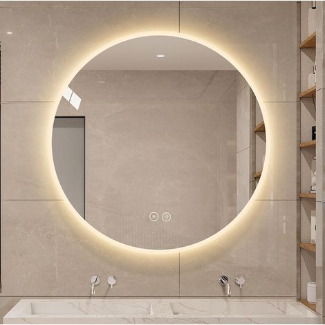 Specchio da bagno rotondo con luce LED 80 cm, antiappannamento, regolabile, touch HAVRYA (1/5)