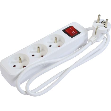Gefotech - Ciabatta multipresa, 3 posti 16A+T con interruttore e cavo da 1 m (1/3)