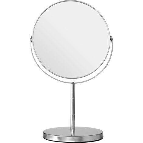 Premier Housewares Stainless Steel Swivel Table Mirror For Contemporary Bathroom Round Mirror With Stand For Makeup And Grooming Purposes 113 x 29 x 18 cm (1/3)