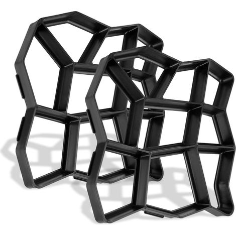 Carrelage Moules de fabrication de chemins en béton Lot de 2 Coupe - Noir - 9 grilles - 43 x 43 x 4 cm - En plastique NAIZY (1/5)