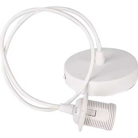 Monture E27 avec Douille blanche et cordon pvc blanc (1/2)
