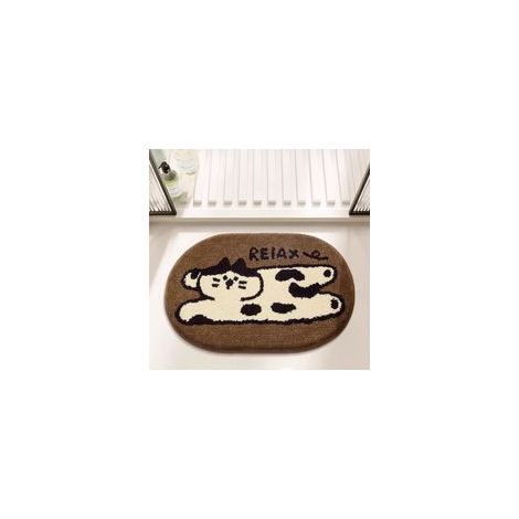 Tapis de bain antidérapant en microfibre à motif chat marron (1/5)