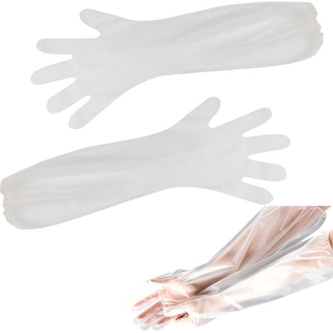 30pcs Gants Longs en Plastique Vétérinaire,Gants D'insémination Jetables,Gants Imperméables Transparents Jetables