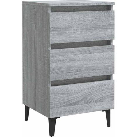 vidaXL Mesita de noche con patas de metal gris Sonoma 40x35x69 cm (1/2)