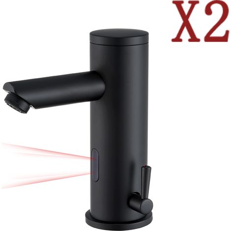 2PCS Auralum Rubinetto Lavabo in Ottone Girevole a 360 Miscelatore Monocomando per Bagno con aeratore removibile, Miscelatore Lavabo Becco Alto 200mm, Nero