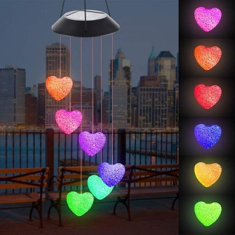 Solar-Windspiel, LED-Windspiel mit Farbwechsel, wasserdicht für drinnen und draußen, Windspiel für Garten, Party, Terrasse, Veranda, Balkon, Hof, Wohndekoration (1/5)
